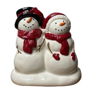 St Nicholas Square Yuletide Snowman Napkin Holder Christmas Holiday Decor